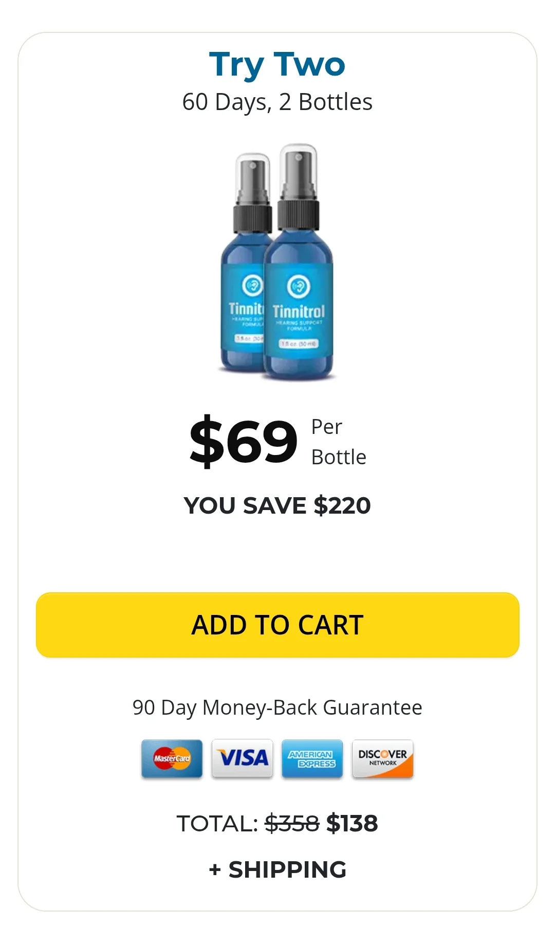 Tinnitrol™ 2 bottles pricing